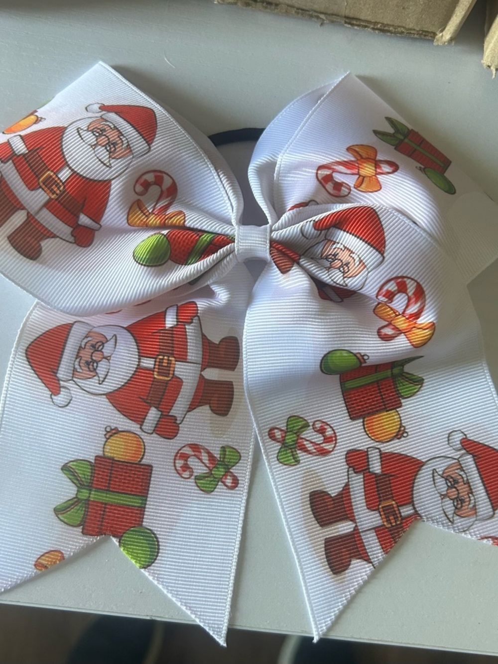 Kids White Christmas Santa Bow Hair Accessory